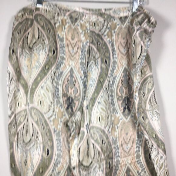 Paisley pattern pink and light green 100% silk pajama bottoms wide leg size XL - Picture 2 of 7